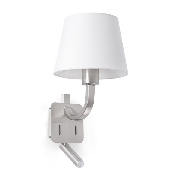 ESSENTIAL MATT NICKEL MUUR LAMP WITH LED